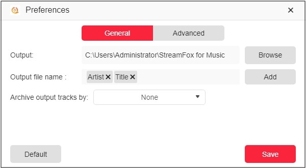 make output settings | StreamFox All in One Converter User Guide