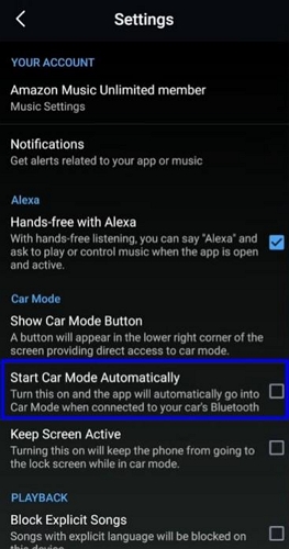 start Car Mode automatically | Use Amazon Music Car Mode