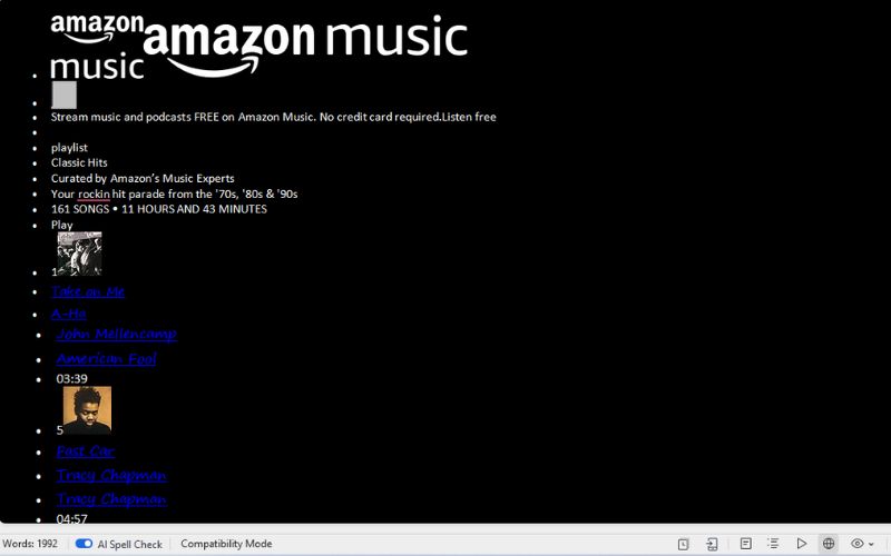 upload HTML to Word | Export Amazon Music Playlist to MP3/CSV/Text/Word