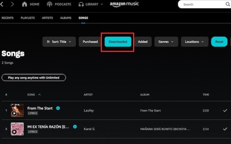 tap Downloaded | Download Amazon Music HD or Ultra HD