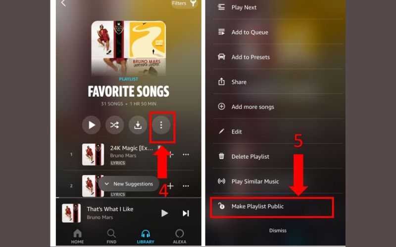 choose Make Playlist Public | Share Amazon Music Playlists