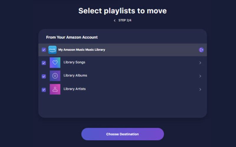 choose Spotify as destination | Export Amazon Music Playlist to MP3/CSV/Text/Word