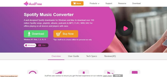 AudFree Spotify Music Converter | Best Spotify Downloaders for Windows and Mac