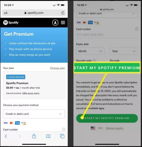select Start My Spotify Premium | Block Spotify Ads