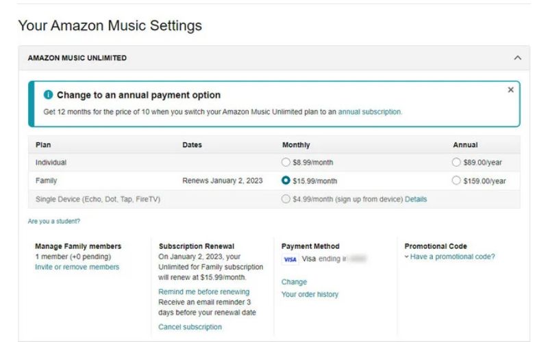 click Cancel Subscription | Cancel Amazon Music Unlimited