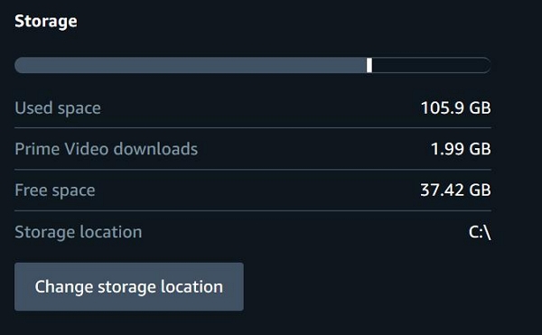 change storage location | download amazon prime video to usb