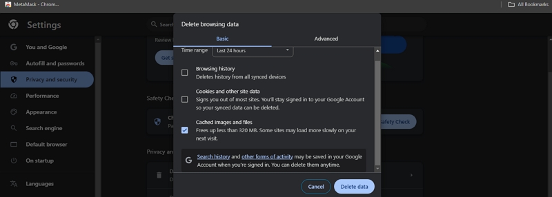 delete browsing data | why will netflix not work