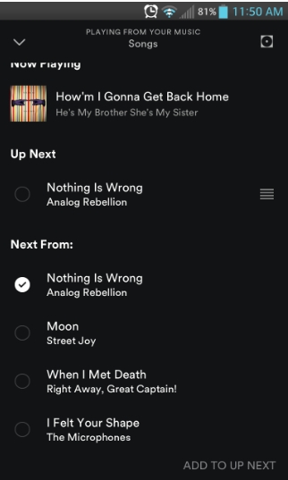 clear songs under Next From queue | Clear Queue on Spotify