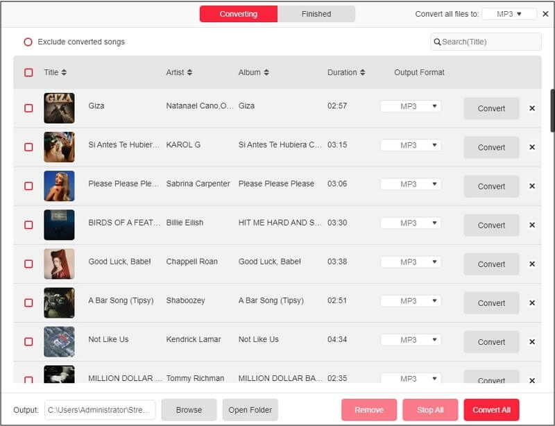 set output format and output location | Delete All Downloads from Amazon Music