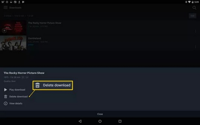 delete download | amazon prime video download