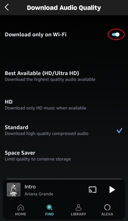 tap Download Quality | Download Amazon Music without WiFi