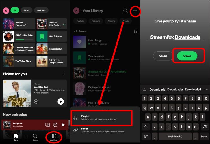 tap Create | Download Local Files on Spotify