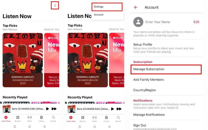 navigate to Manage Subscription | Make a Shared Playlist on Apple Music