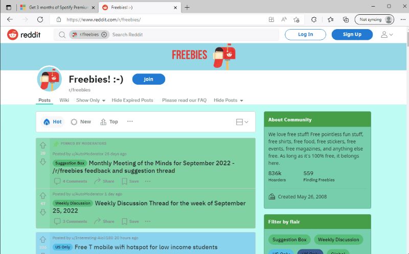 join Freebies subreddit | Get Spotify Premium for Free