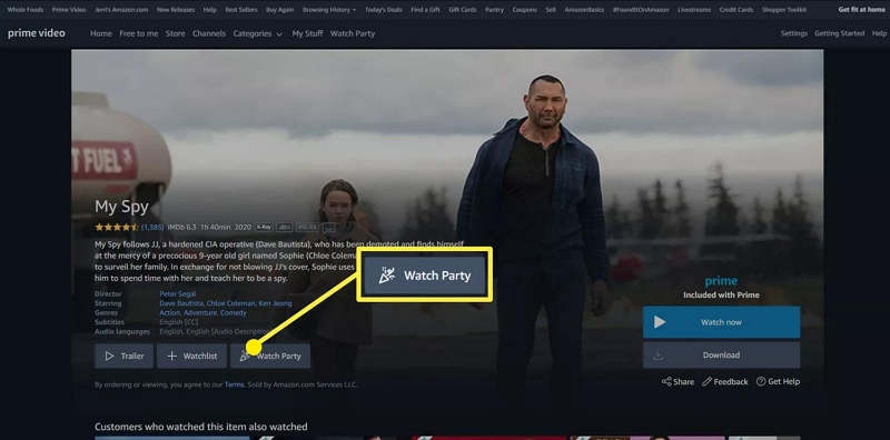 Watch Party | can I share downloaded Amazon Prime video