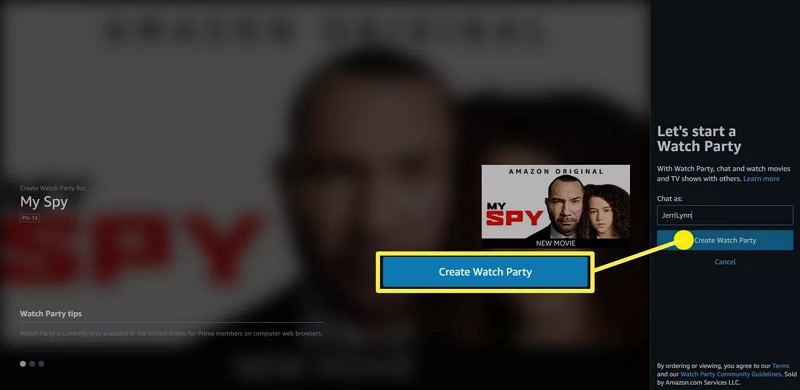 Create Watch Party | can I share downloaded Amazon Prime video
