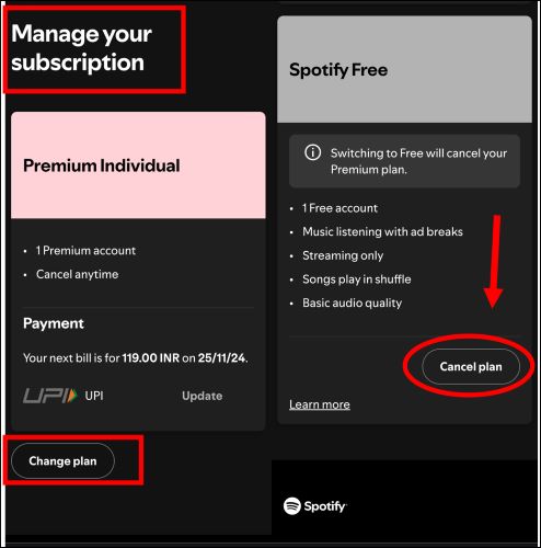 tap Cancel Plan | Cancel Spotify Premium Subscription