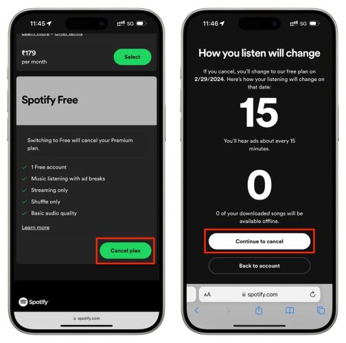 tap Cancel Plan | Cancel Spotify Premium Subscription