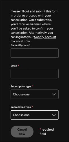 tap Cancel Now | Cancel Spotify Premium Subscription