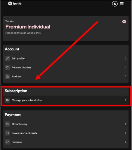 click Manage your subscription | Cancel Spotify Premium Subscription