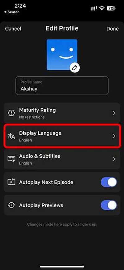 display language | how to change language on netflix