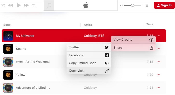 copy Apple Music song URL | Download Songs from Apple Music on Mac