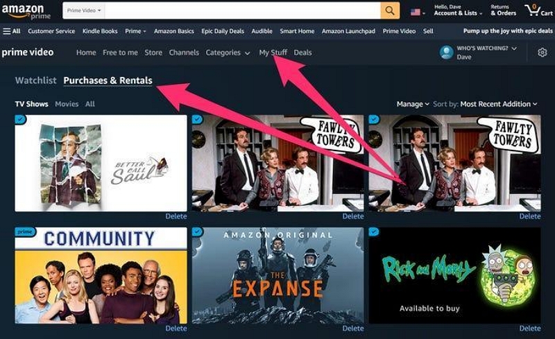 find the rented movie | amazon prime video rental download