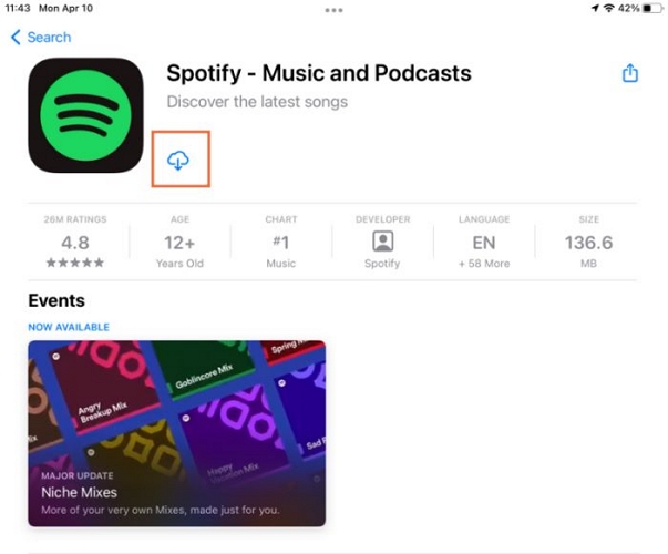 open Spotify | Download Songs from Spotify on iPad 