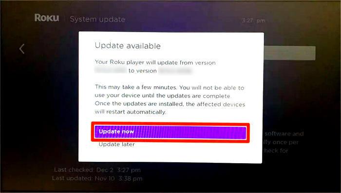 choose System Update | Get and Play Apple Music on Roku