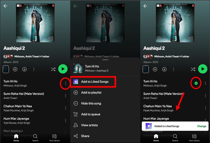 choose Add to Liked Songs | Like Songs or Playlists on Spotify