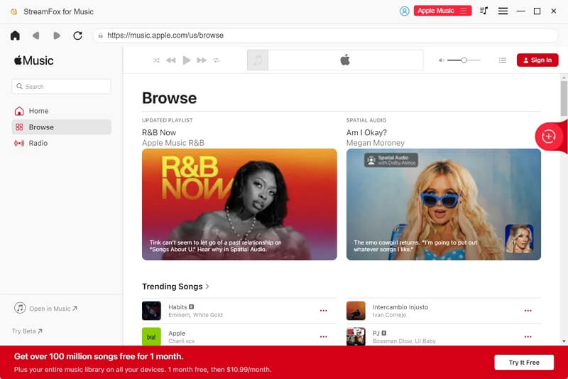 sign into Apple Music in StreamFox | Download Apple Music Playlists to MP3