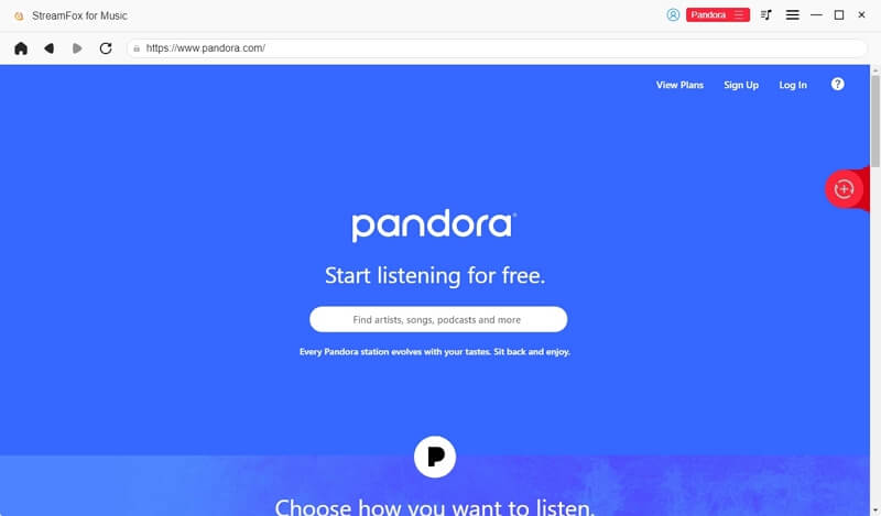 login Pandora music | StreamFox All in One Converter User Guide