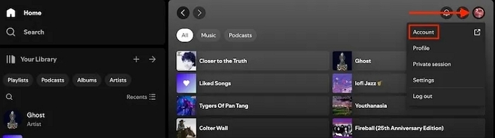 select Account | Spotify Playlist Disappeared