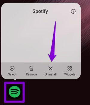 select Uninstall | Spotify Not Downloading Songs