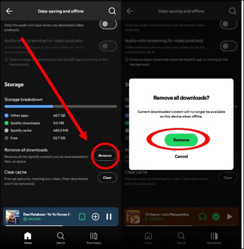 select Remove | Remove Downloads from Spotify