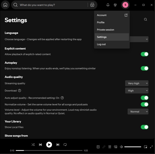 select Settings | Remove Downloads from Spotify