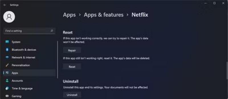 reset button | why will netflix not work