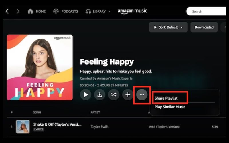 choose Share Playlist | Share Amazon Music Playlists