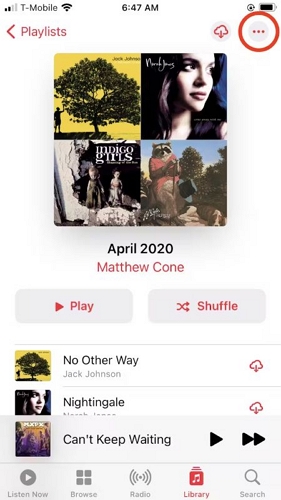 tap More icon | Share Apple Music Library