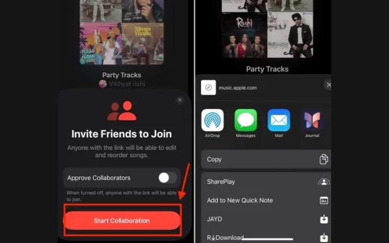 copy the link | Make a Shared Playlist on Apple Music