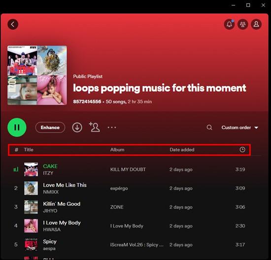 sort songs in Spotify playlist on PC | Reorder Spotify Playlists