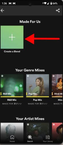 tap Create a Blend | Combine Spotify Playlists