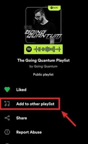 tap Add to other playlist | Combine Spotify Playlists