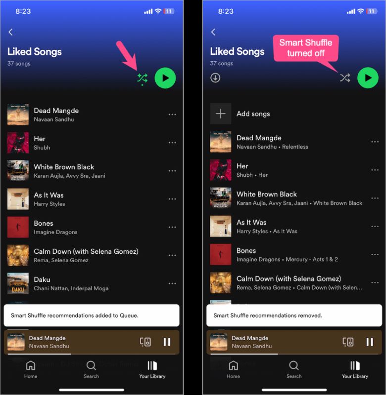 turn Smart Shuffle off | Enhance Spotify Playlists