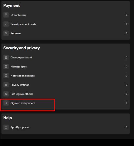 choose Sign out everywhere | Why Won't My Spotify Playlist Download
