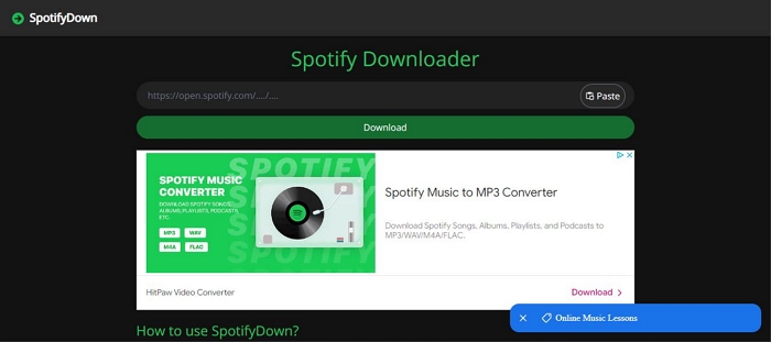 SpotifyDown interface | Best Spotify Downloaders Online Free