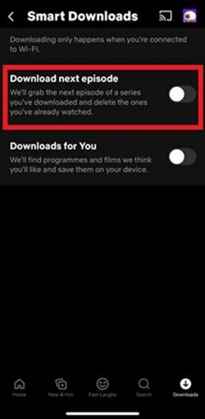 Smart Downloads settings | netflix episode downloader