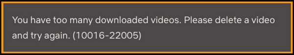 you have too many downloaded videos | netflix download limit