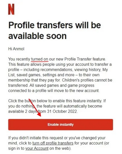 enable instantly | how to transfer netflix profile