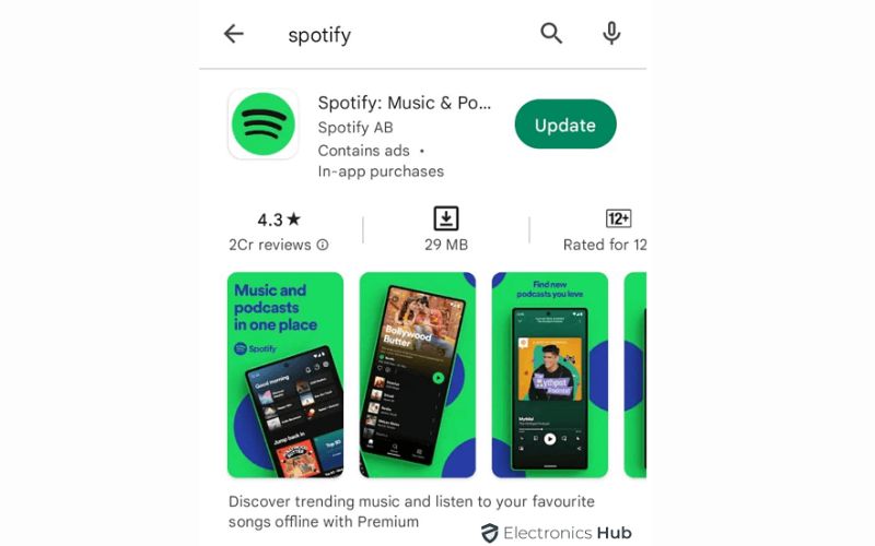 tap Update | Spotify Downloaded Songs Not Playing